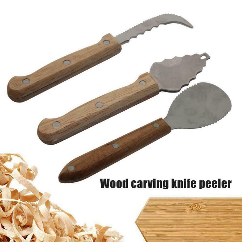 5Pcs Stainless Steel Wood Carving Tools Craft DIY Pumpkin Carving Kit Woodworking Cutter Hand Tool Set