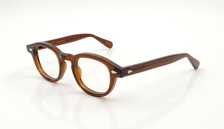 Gafas ovaladas de acetato vintage para hombres, montura de gafas de óptica con gradiente para Miopía: brown