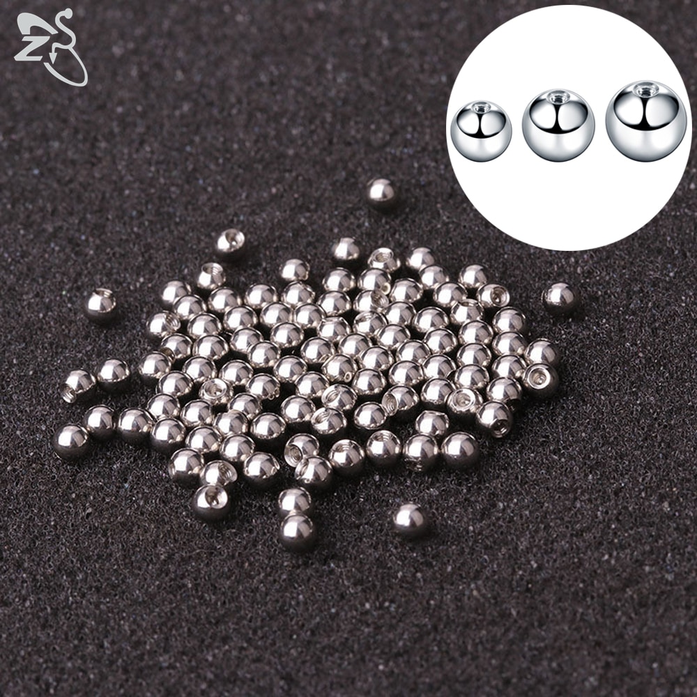 ZS 10/30/ 100PCS Edelstahl Ball 18G 16G High Polish Piercing Schraube Ersatz Ball Nase Ohr Labret piercings Zubehör