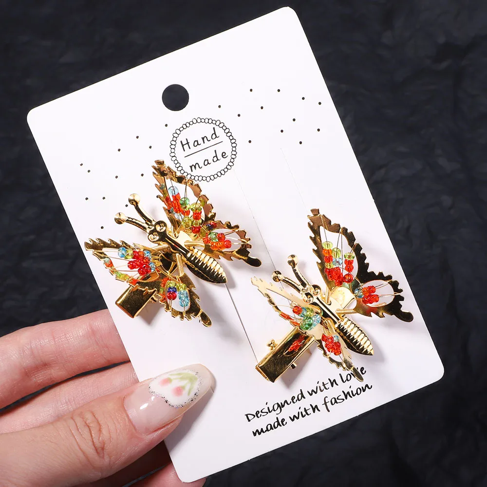 Horquilla de mariposa para mujer y niña, accesorios de Metal, Clip LATERAL de mariposa temblorosa, tocado con horquillas de mariposa móvil, 2/4 Uds.: Lavanda