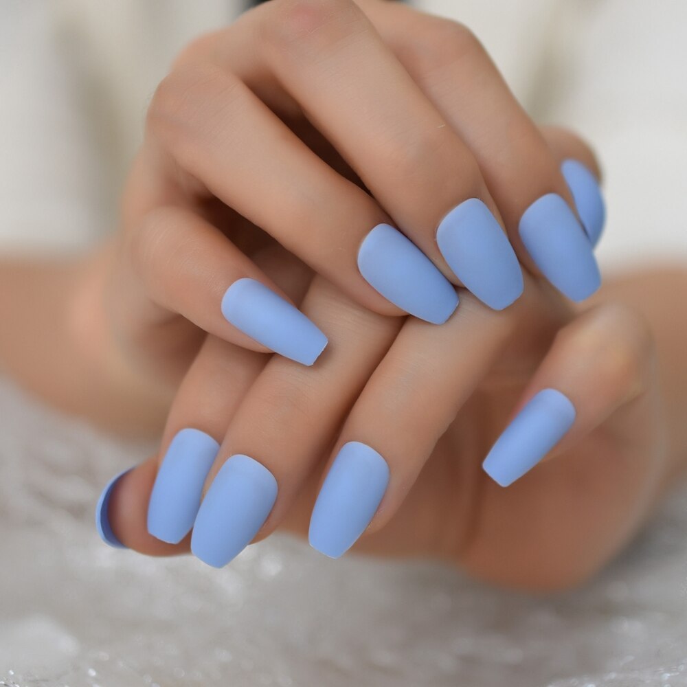 Uñas postizas instantáneas esmeriladas, uñas artísticas cuadradas verdes mate, DIY, puntas de uñas artificiales de medio-largo para mujer a elegir: L5525
