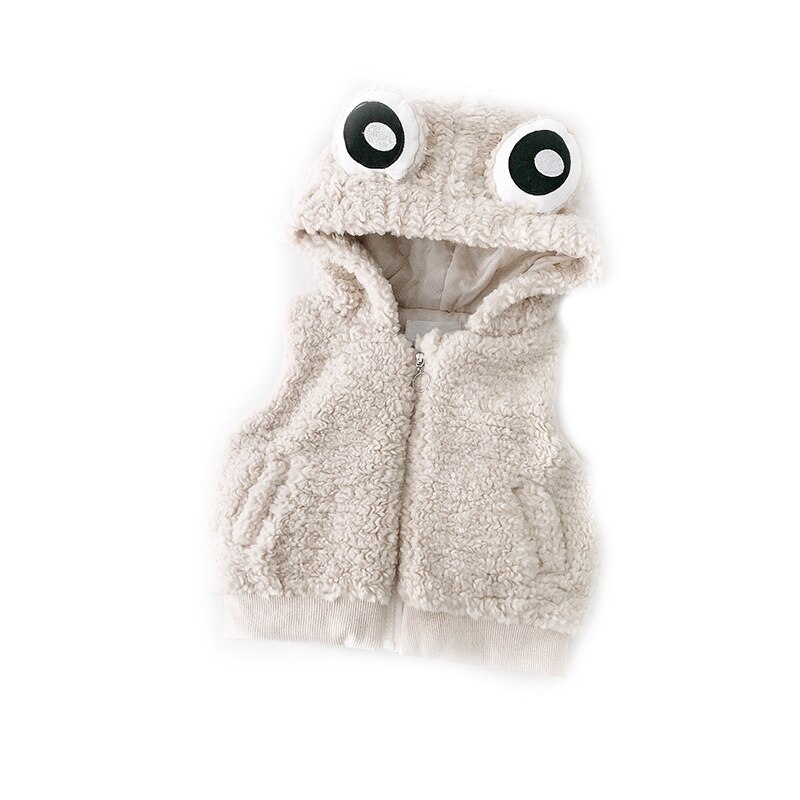 Lente Winter Kids Leuke Cartoon Vest Meisje Vest Jassen Kids Vesten Voor Jongens Meisjes Kleding Kikker Pluche Warm Kids vesten: White / 18m