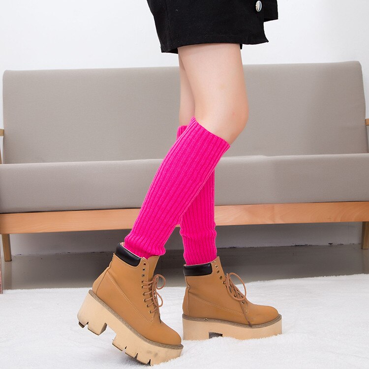 Calentadores de piernas para mujer elegantes de invierno abrigados a la para mujer estilo coreano tejido para mantener la rodilla estudiantes ocio mujer Chic: rose red