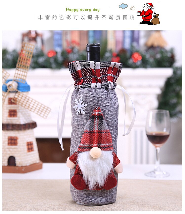 Christmas theme Bottle Wine Cover Bag,Snow Man Wine Bottle Wrapper Xmas Home Decor: 8