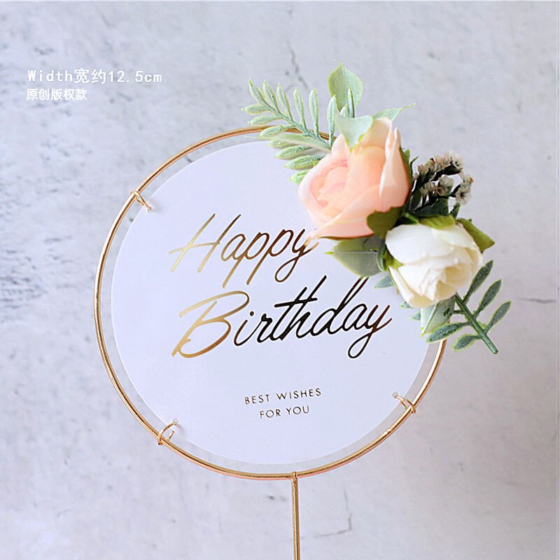 Crown Swan Gold Feather Cake Topper Hollow Star Birthday Party Decoration for Baby Shower Baking Supplies Anniversary Sweet: Round white