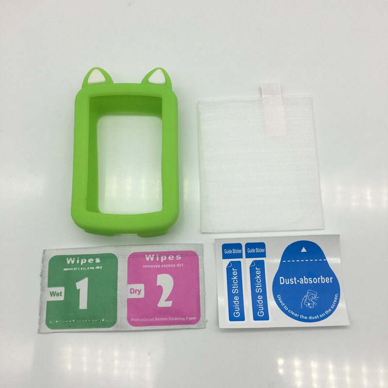 Funda protectora de goma de silicona para Garmin Edge 520 520plus 820, con película para pantalla templada, funda de gato de dibujos animados