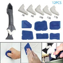 12PC Caulking Remover Silicone Sealant Tool Finishing Smoothing Cleaner Surface Glue Residual Shovel Kit