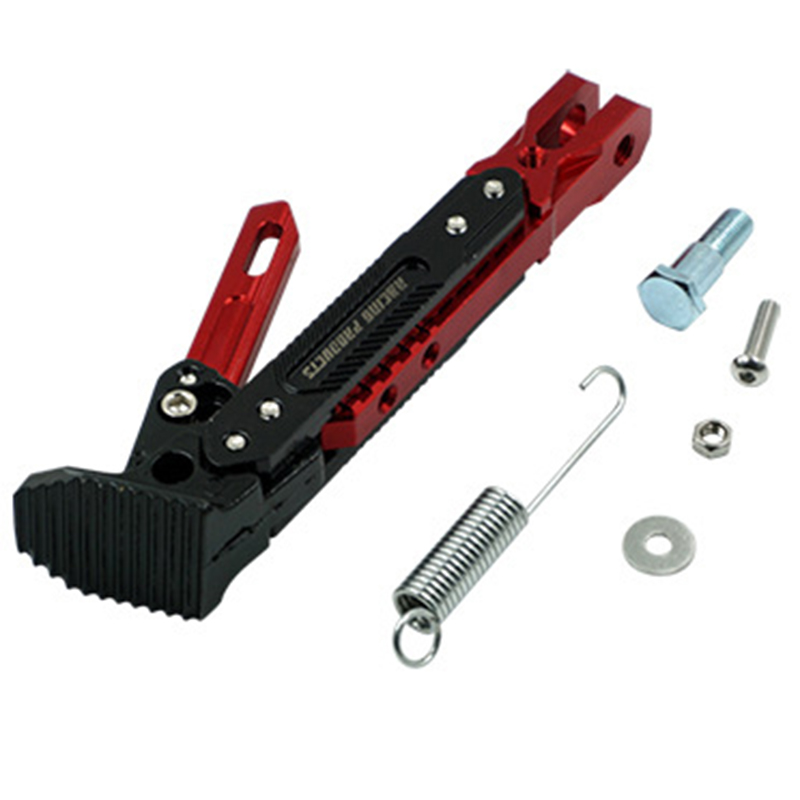 Motorcycle CNC Verstelbare Kick Stand Elektrische Voertuig Zijsteun Zijframe Aluminium Motorfiets Modificatie Accessoires: Rood