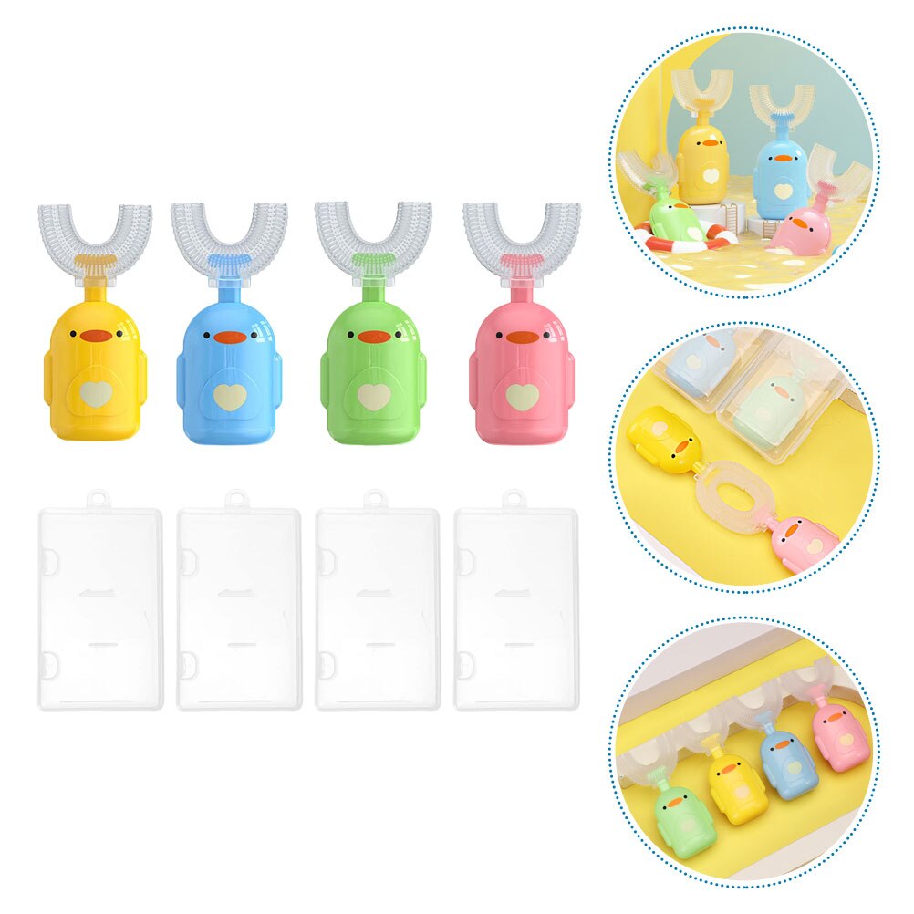 4 Sets U-vorm Kinderen Tandenborstels Praktische Handleiding Kids Tandenborstels (Assorti Kleur)
