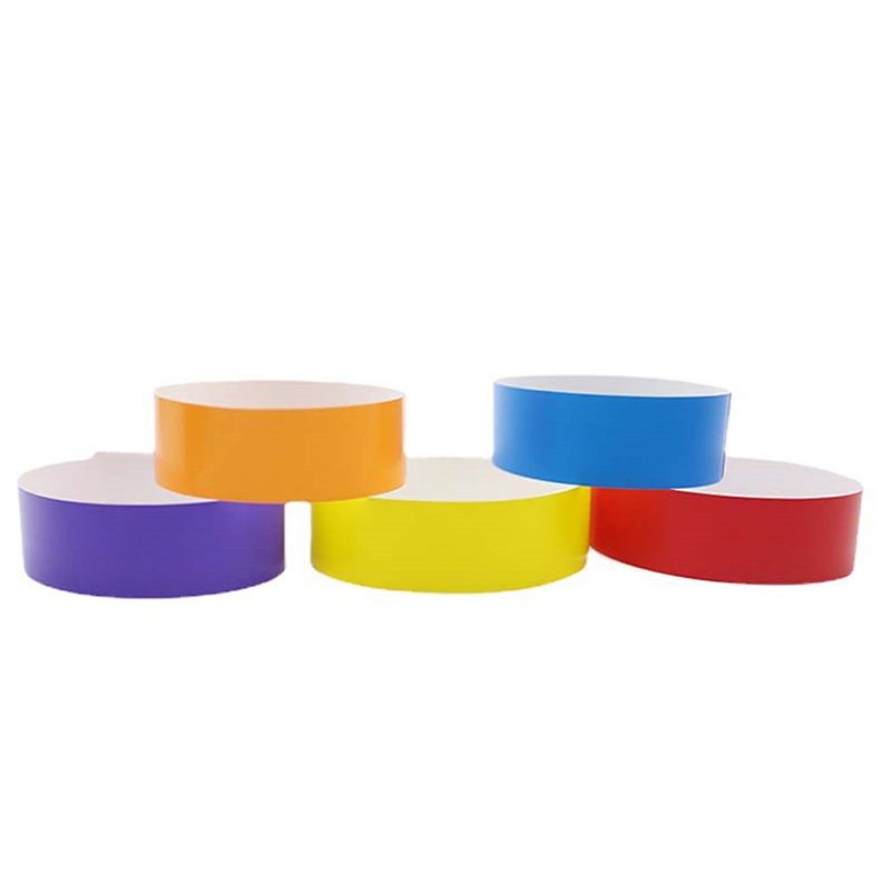 100pcs Party Paper Bracelet Synthetic Paper Wristbands Sticky Wristband Painting Pattern Logo Paper Party Wristbands