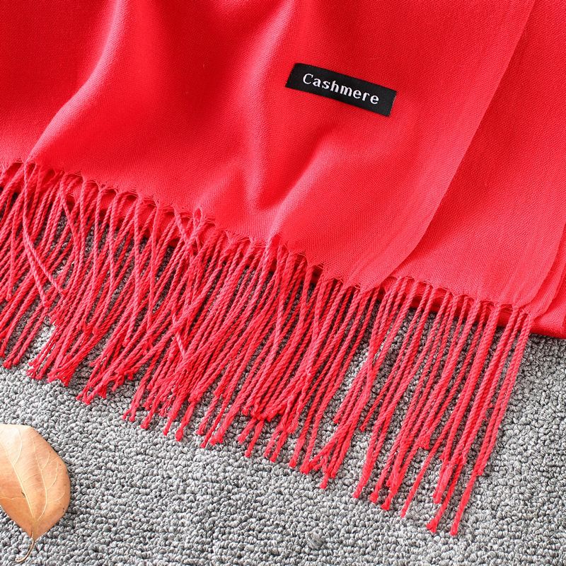 Weiche Kaschmir Schals Frauen Herbst Neue Feste Farbe wickelt Dünne Lange Schal mit Quaste lässig Dame Winter Weibliche Schal