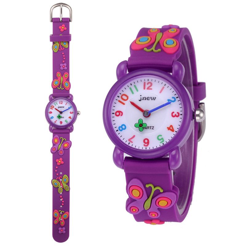 Kid 3D Vlinder Siliconen Waterdicht Horloge Voor Meisje Kinderen Horloges