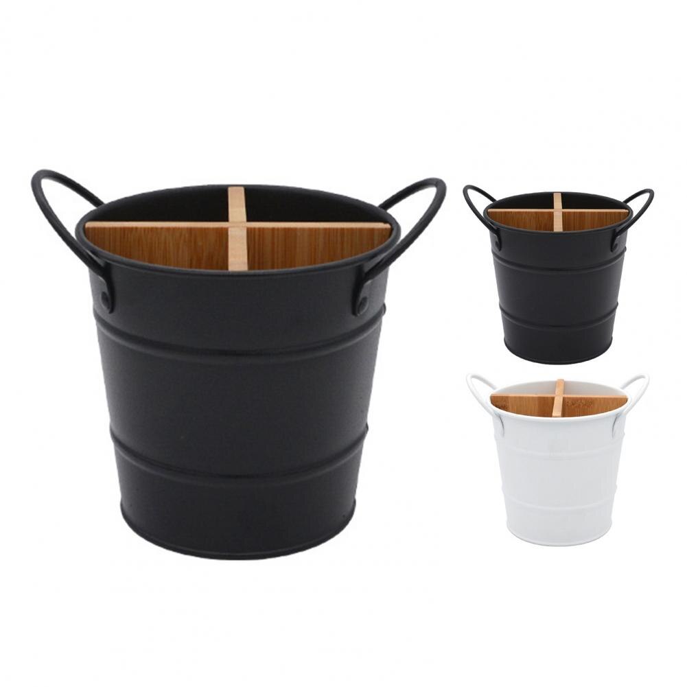 Soporte de utensilios de cocina Retro, gran capacidad, de acero inoxidable, 4 rejillas, cuchara, tenedor, palillos, organizador de cocina