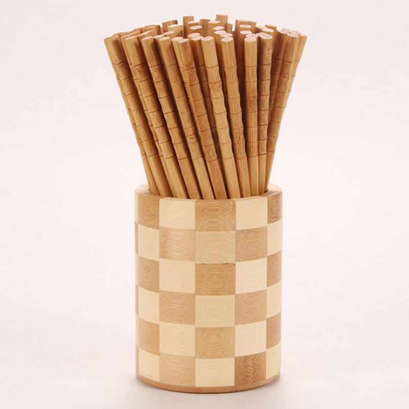 Handgjorda naturliga bambu trä ätpinnar friska kinesiska förkolning kotlett pinnar återanvändbara hashi sushi mat pinne porslin