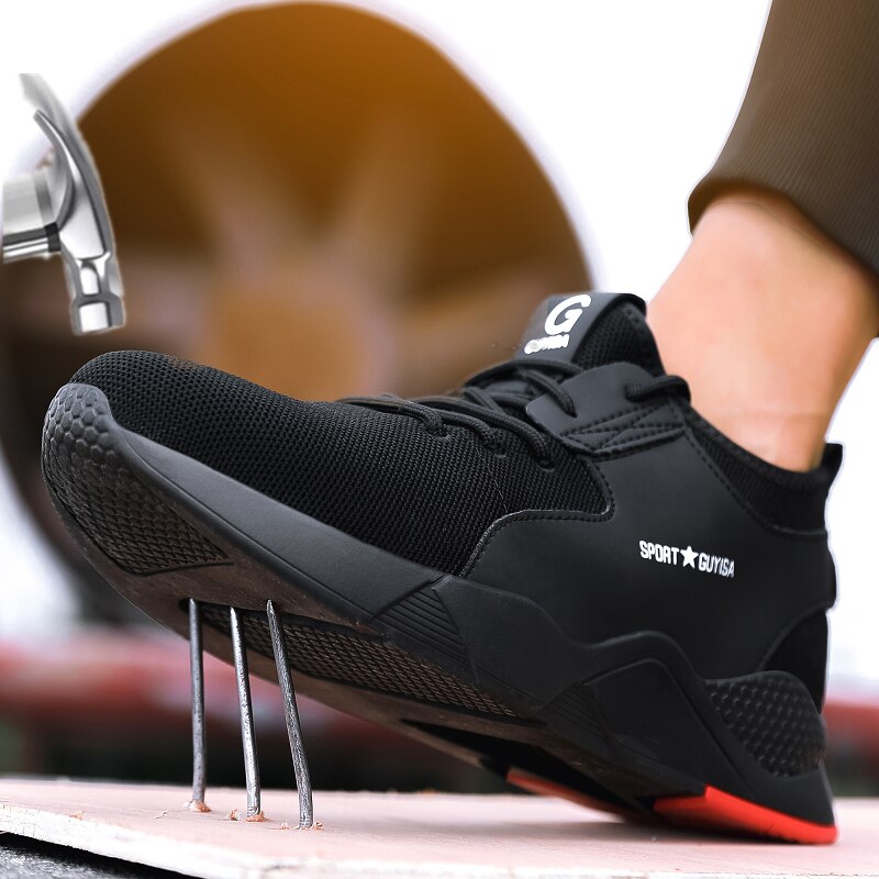 Steel Toe Sneakers Indestructible Safety Shoes Men Lightweight Soft Comfortable Breathable Non Slip Construction Man Work Shoes