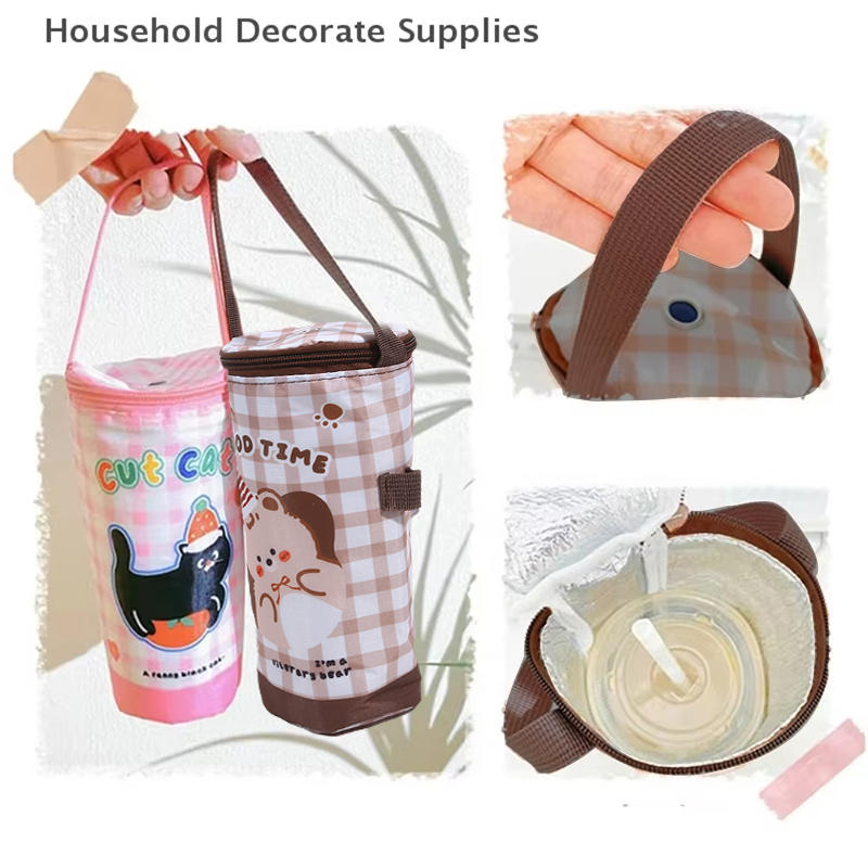 Bolsa de mano portátil para té de la leche, bolsa de preservación del calor, cubierta de taza aislada, bolsa para paraguas, bolso, accesorios para bebidas y acampada
