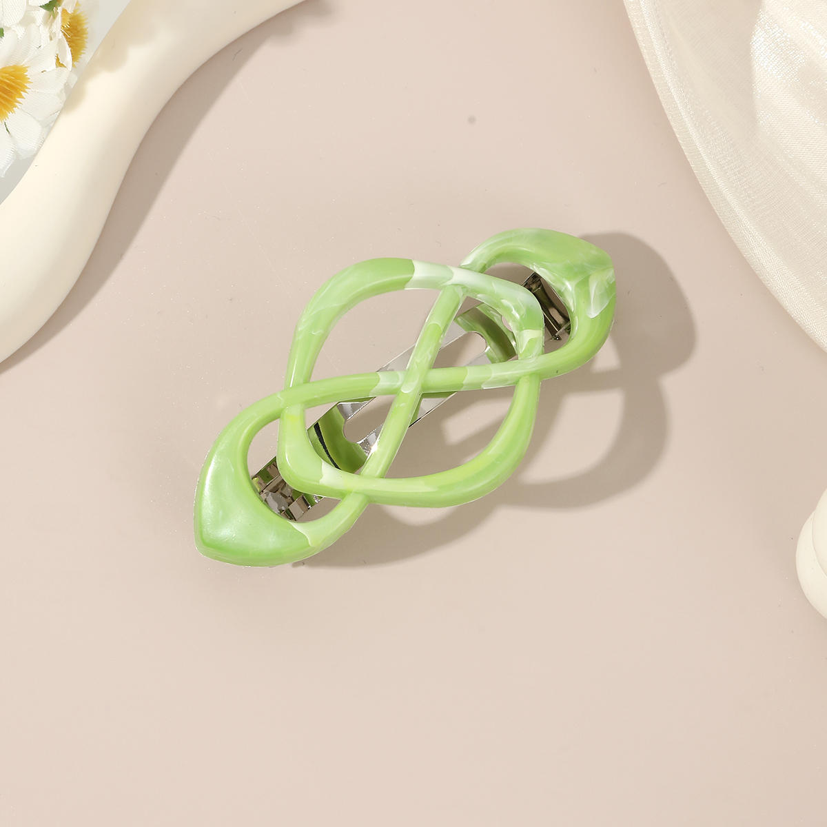 1pc Colorful Spring Hair Clip Hollow Ponytail Holder Hairgrip Barrettes Hairpin Women Girl Cute Hair Accessories: Yellow