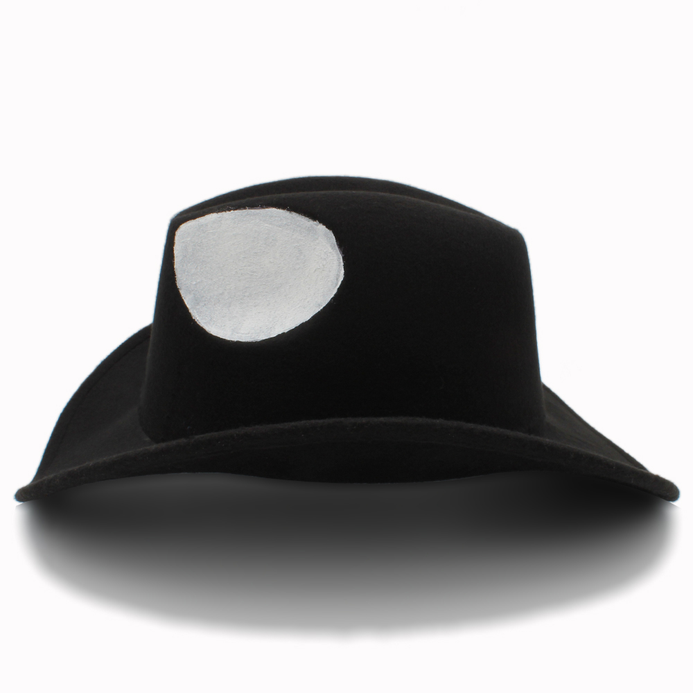 100% Hand Painted Women Wool Hollow Western Cowboy Hat Roll-up Brim Black Alien Sombrero Hombre Fedora Cap Size 56-58cm