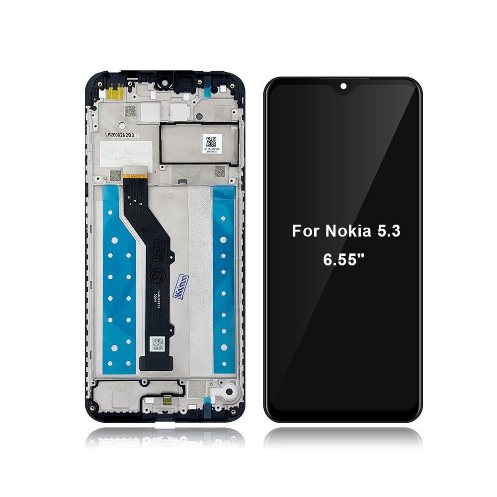 6.55 "Voor Nokia 5.3 Lcd Touch Screen Digitizer Vergadering Vervangend Voor Nokia 5.3 Ta-1227 Ta-1229 Ta-1223 Ta-1234: Black With Frame