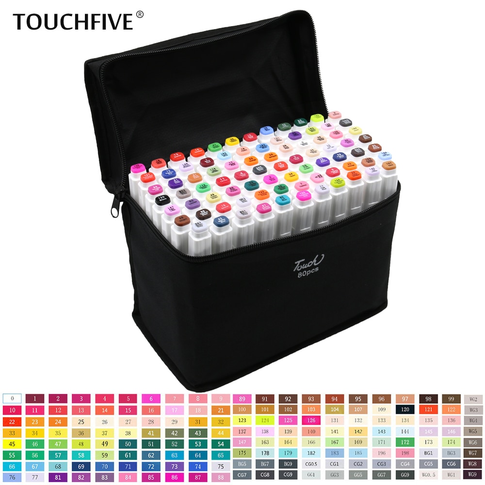 Conjunto de marcadores TouchFive de 30/40/60/80 colores, marcadores de dibujo de doble cabeza, tinta a base de Alcohol aceitoso, materiales de arte para dibujar
