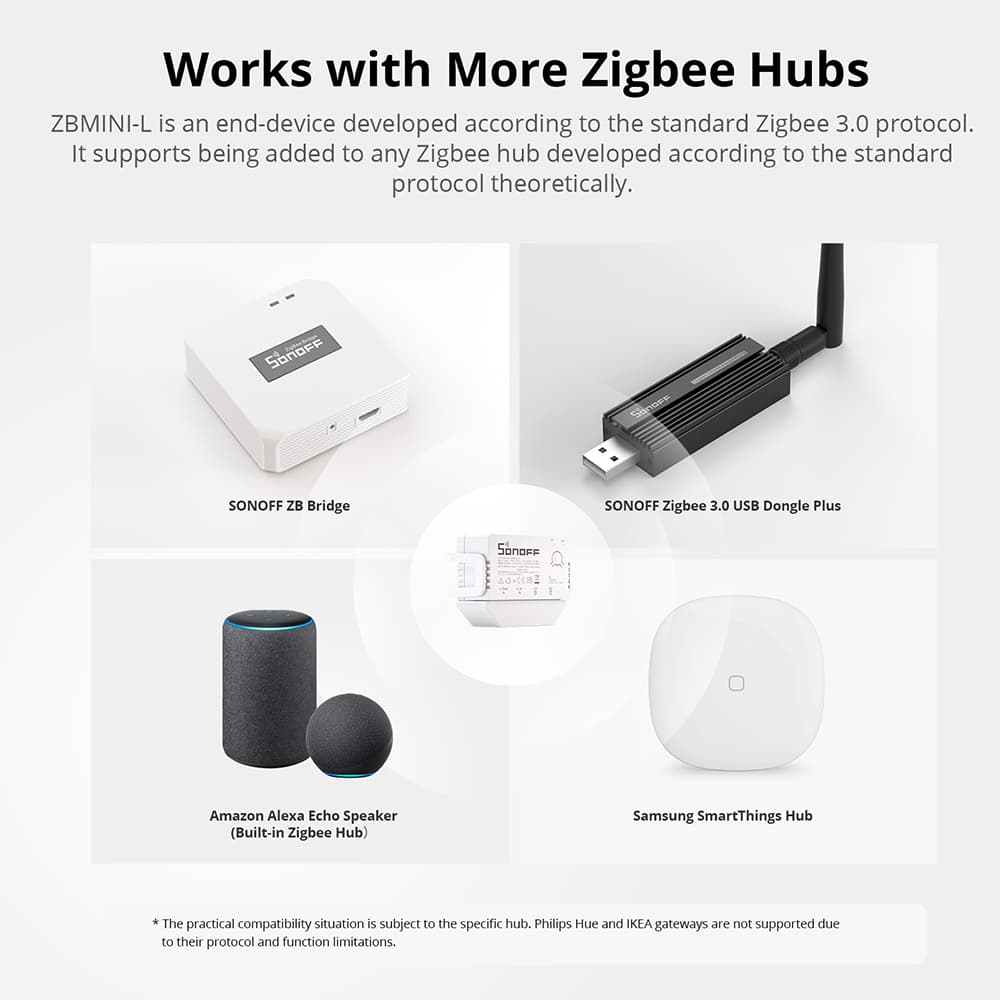 Sonoff zb mini-l – kein neutralleiter erforderlich – smart-home-zigbee- 2- -funk-wechselschalter, kompatibel mit der ewelink-app, alexa, google und alice