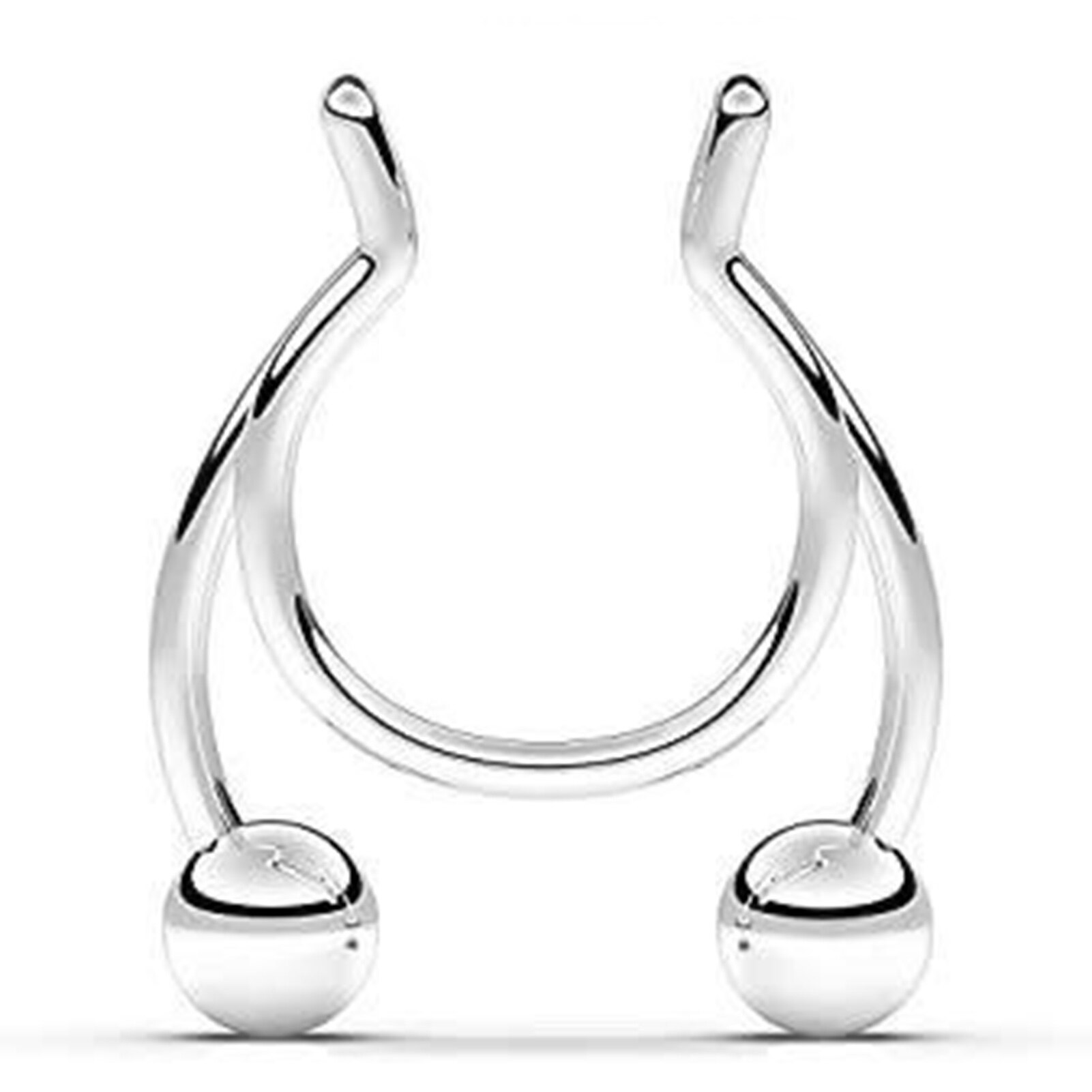 Stainless Steel Antler Shape Nose Ring Clip Nasal Septum Piercing Body Jewelry Stainless Steel Soft Nose Ring without Puncture: Steel Color