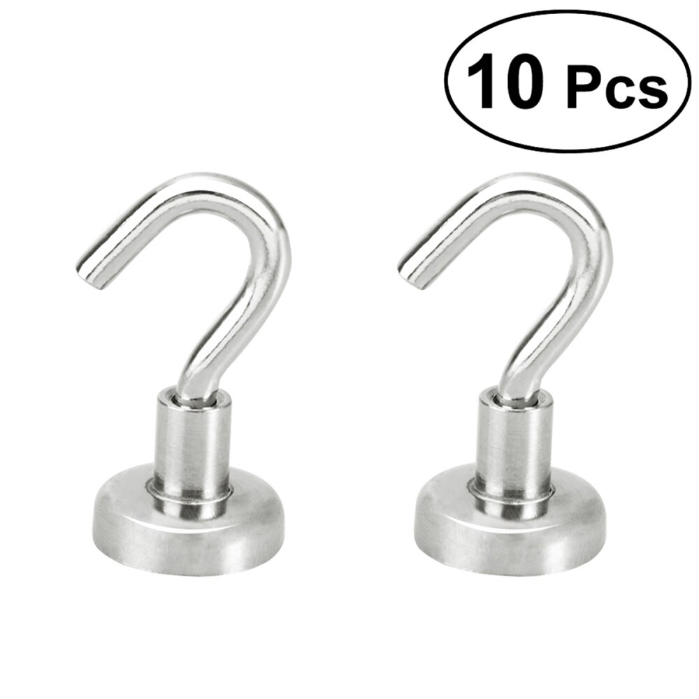 10 stuks supersterke magnetische haken voor opslag en organisatie, zware haakhouder: Zilver