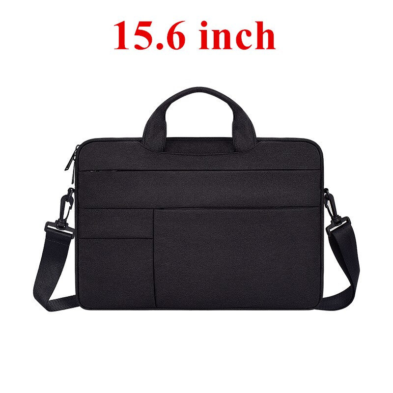 Portable Hand Office Notebook Laptop Bag For Men Women Briefcase Waterproof Pocket Case Computer Shoulder Handbag 13 14 15.6 PC: Black 15.6 inch