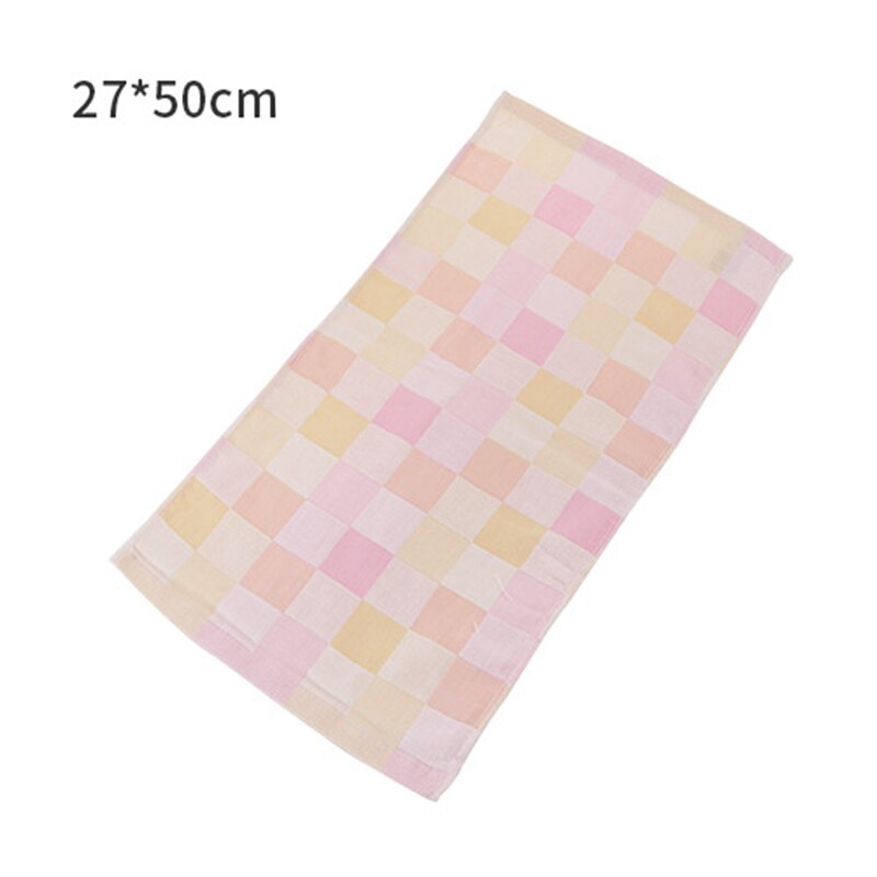 Husholdnings bomuldsgarn børne plaid lille firkantet håndklæde voksen blødt behageligt åndbart dobbeltsidet absorberende vaskehåndklæde: 27 x 50cm lyserød