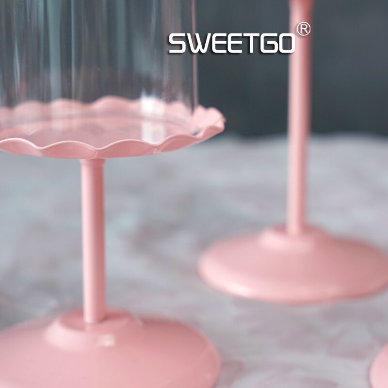 SWEETGO Mini cup cupcake stand with PC dome cover pink cake tools for wedding table decoration bakeware Kitchen,Dining & bar