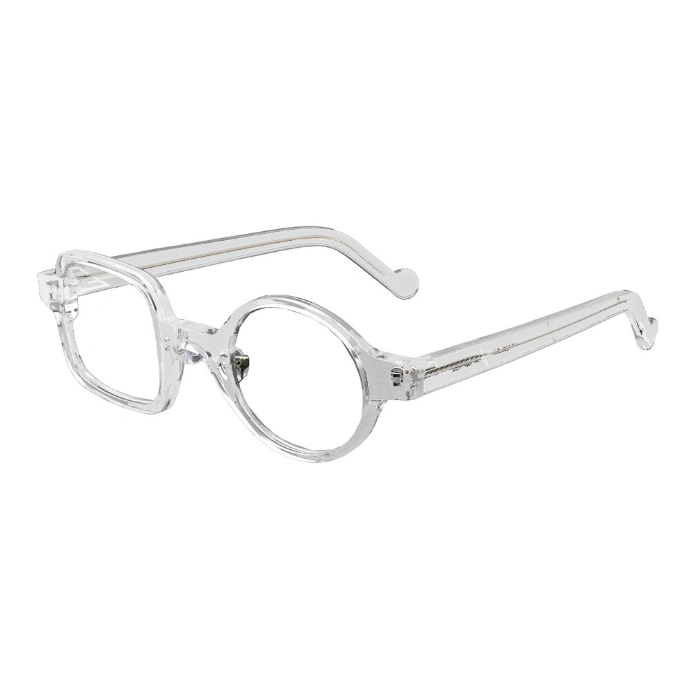 Lunettes de lunettes rondes carrées | Lunettes rétro légères faites à la main à bord complet, femmes hommes Prescription, lunettes de claires: C2Clear