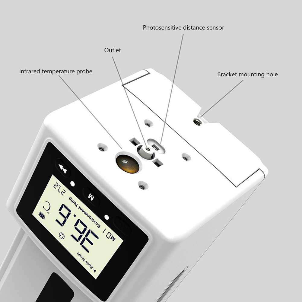 2 in 1 Automatic Soap Dispenser Pump Bathroom Wall Mounted Automatic Hand Sanitizer Dispenser with Infrared Thermometer