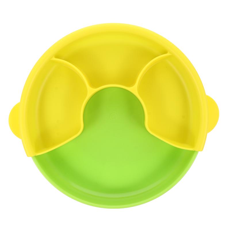 1pc siliconen babyborden, servies, dinerborden, kinderbord, dinerschaal: Geelgroen
