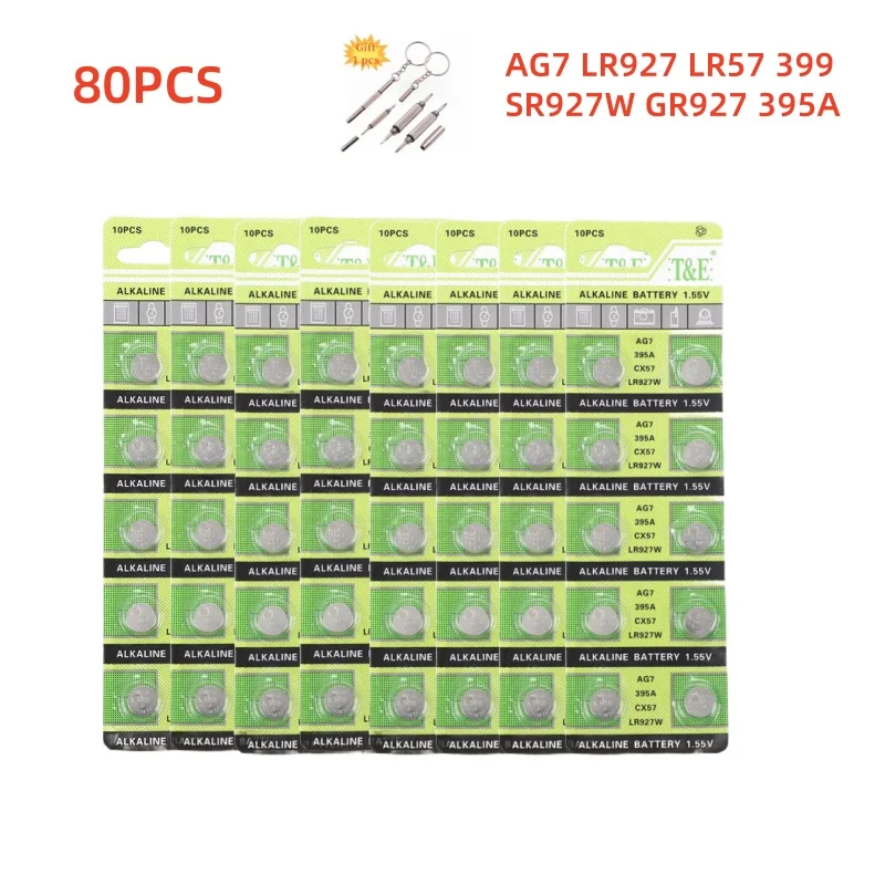 10-100 sztuk bateria AG7 LR927 LR57 SR927W 399 GR927 395A 1.55V ogniwa baterie pastylkowe robić zegarków zabawki zdalne: Niebieski