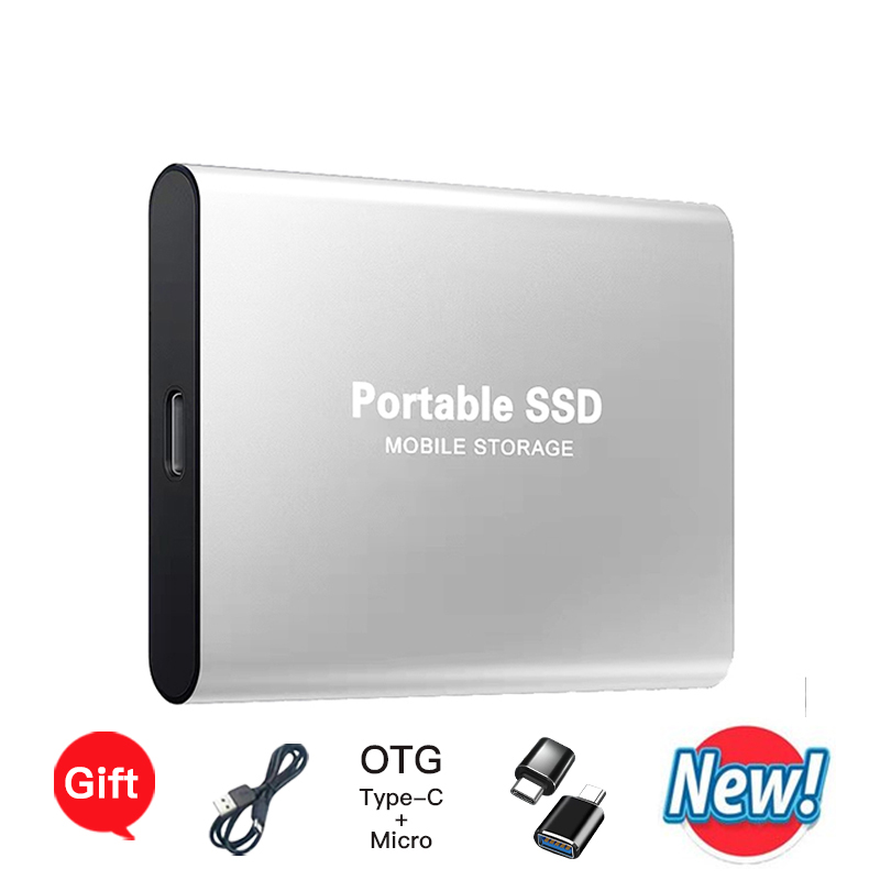 Bærbar ssd 1tb 2tb 4tb 16tb ekstern harddisk høj originalt drev til pc bærbare computere mac telefoner hurtig hastighed holdbar: Sølv / Bundt 2