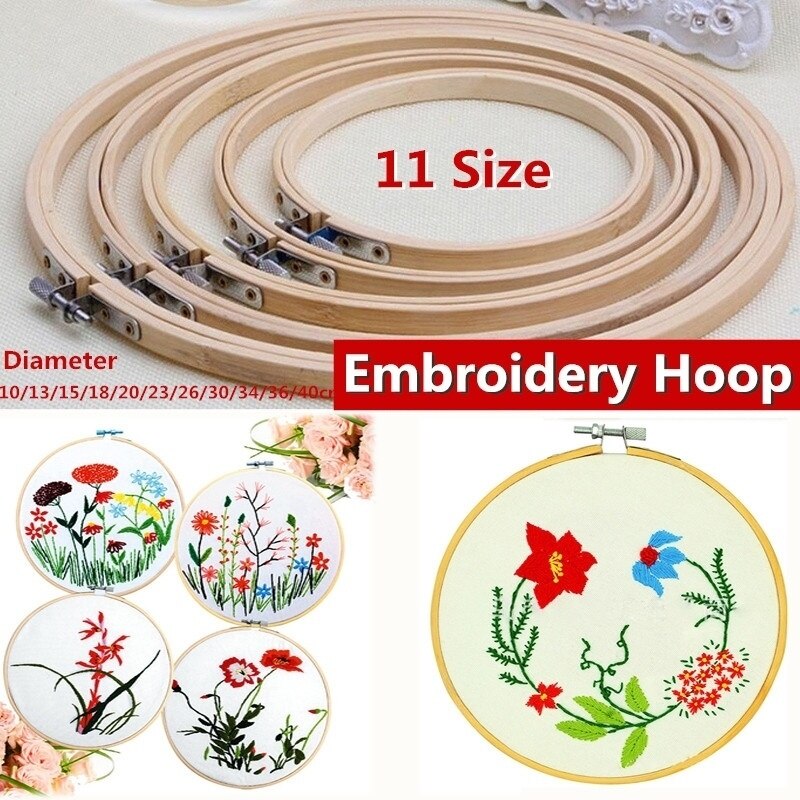 Ram set bambu trä broderi ringar för diy korsstygn nål hantverksverktyg: Diameter 20cm