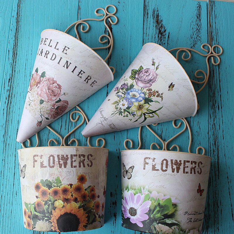 Garden Supplies Plastic Wall Hanging Flower Vase Pot Vintage Planter Flower Hanging Vase Garden Home Decoration Flower Basket