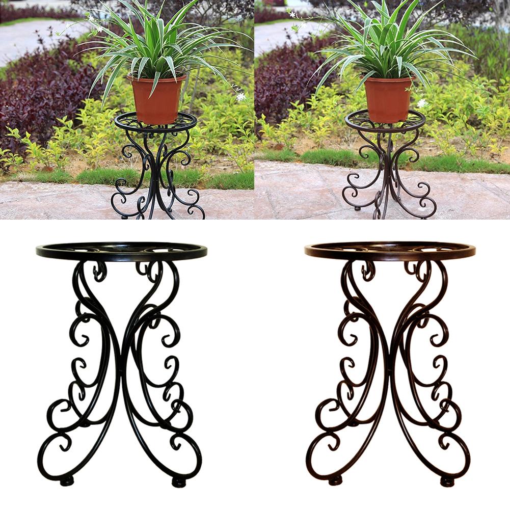 Inomhus balkong enkel smidesjärn blomkruka bricka stå rund pall blommor rack perfekt för uteplatser & verandor & kontor & balkonger