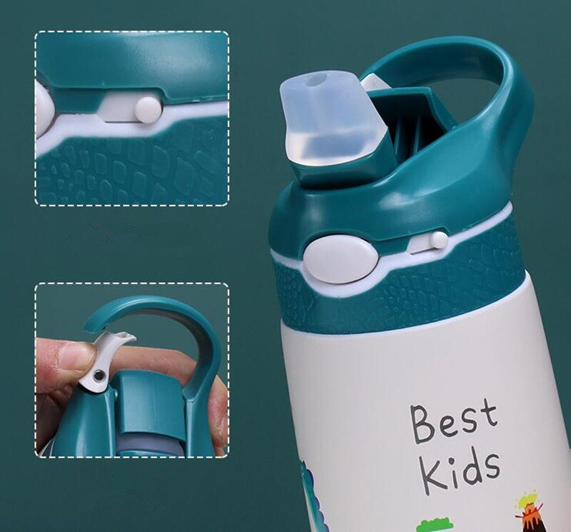 Bouteille d&#39;eau Thermos pour enfants de 400ML, tasse Thermos pour enfants, bébé canard, paille à billette, flacons sous vide en acier inoxydable 316, gobelet, tasse thermique