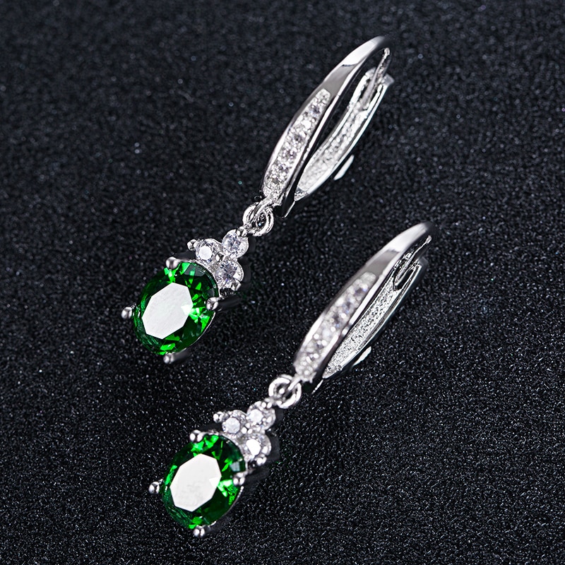 Huitan Classic Retro Cubic Zircon Women Earrings With Shiny Brillaint Oval Crysatl Stone Wedding Earrings For Female