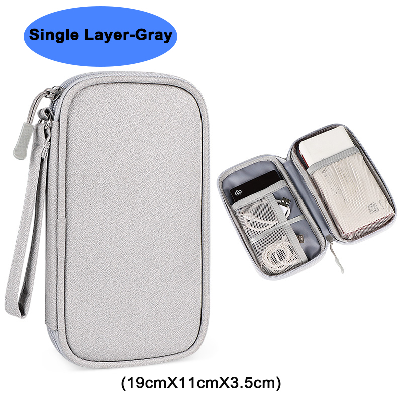 Waterproof Carrying Pouch Electronics Organizer Bag Travel Bag Universal Cable Organizer Electronics Storage Bag Accessories: Gris foncé
