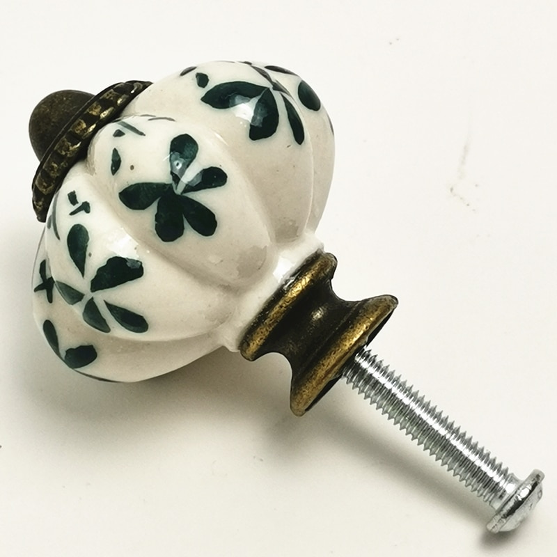 5Pcs Keramische Pumpkins Keuken Kast Kast Kledingkast Lade Handvat Dresser Deur Trekt Met Schroef Meubels