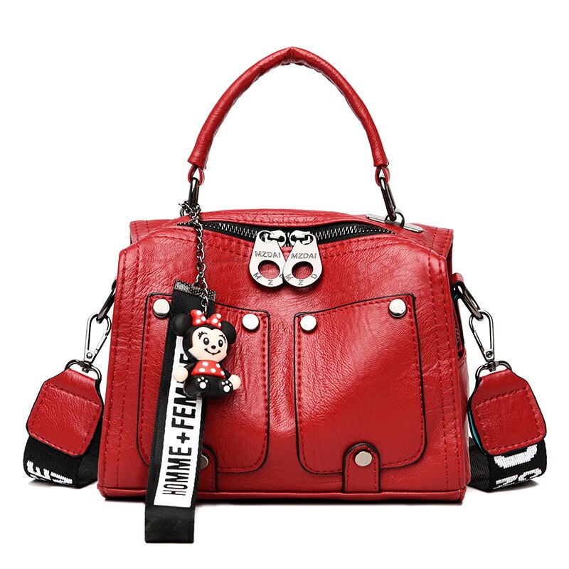 Bolso de hombro tipo bandolera para mujer, bolso de hombro tipo TANG, informal, a la , pequeño y ligero, bandolera de cuero de PU, novedad de: Red / Small bag