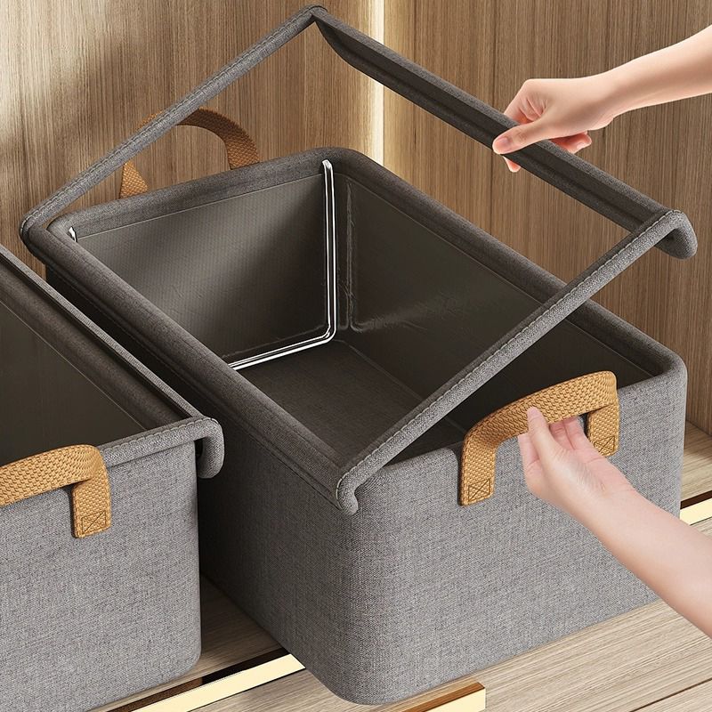 Klappbare Aufbewahrungsboxen mit Stahlrahmen, staubdicht, feuchtigkeitsbeständig, für Kleidung, Hosen, Socken, Heimorganisation, Schublade, Kleiderschrank, Aufbewahrungsbox: Black