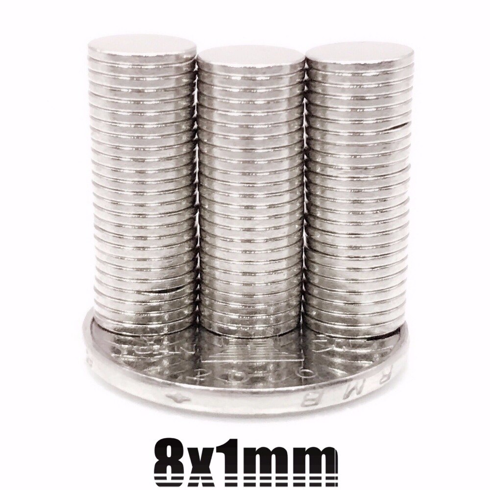 Disques magnétiques permanents Super puissants N35 en néodyme, 8mm x 1mm, lot de 10/50/100/200/500 pièces