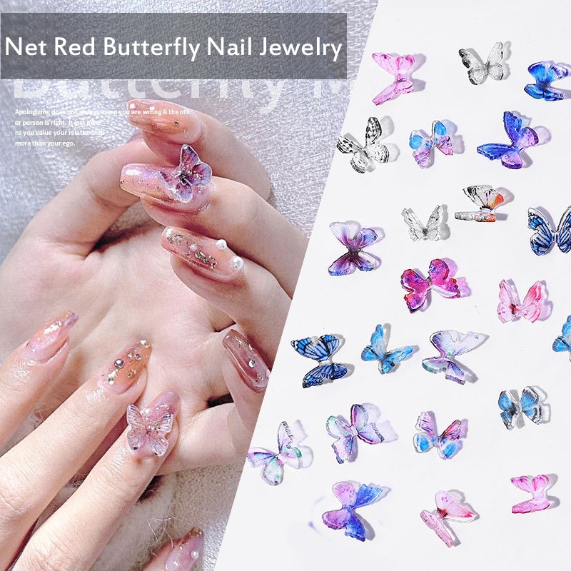 2 pcs/set 15Styles 3D Resin Butterfly Nail Art Decorations Manual Stereo Mini Manicure Butterfly DIY Rhinestones Manicure