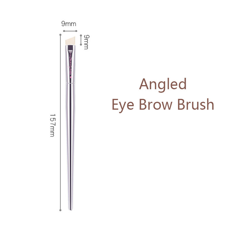 Argent pinceaux de maquillage entièrement fonctionnels de fond de teint poudre fard à joues surbrillance fard à paupières pinceaux de maquillage pour sourcils plats: Marron