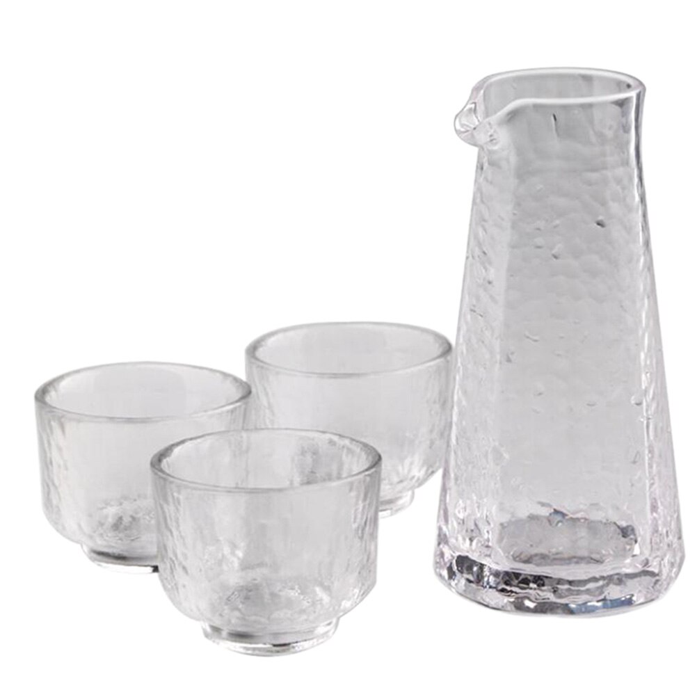 1 Set 4Pcs Glass Sake Cups Japanese Style Sake Set Sake Pot (Transparent)