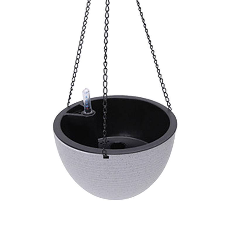 Hanging Planter Semi-Circular Flowerpot Self-Absorbing Plant Holder Garden Decoration Indoor Outdoor Watering Hanging Baskets: Light Grey