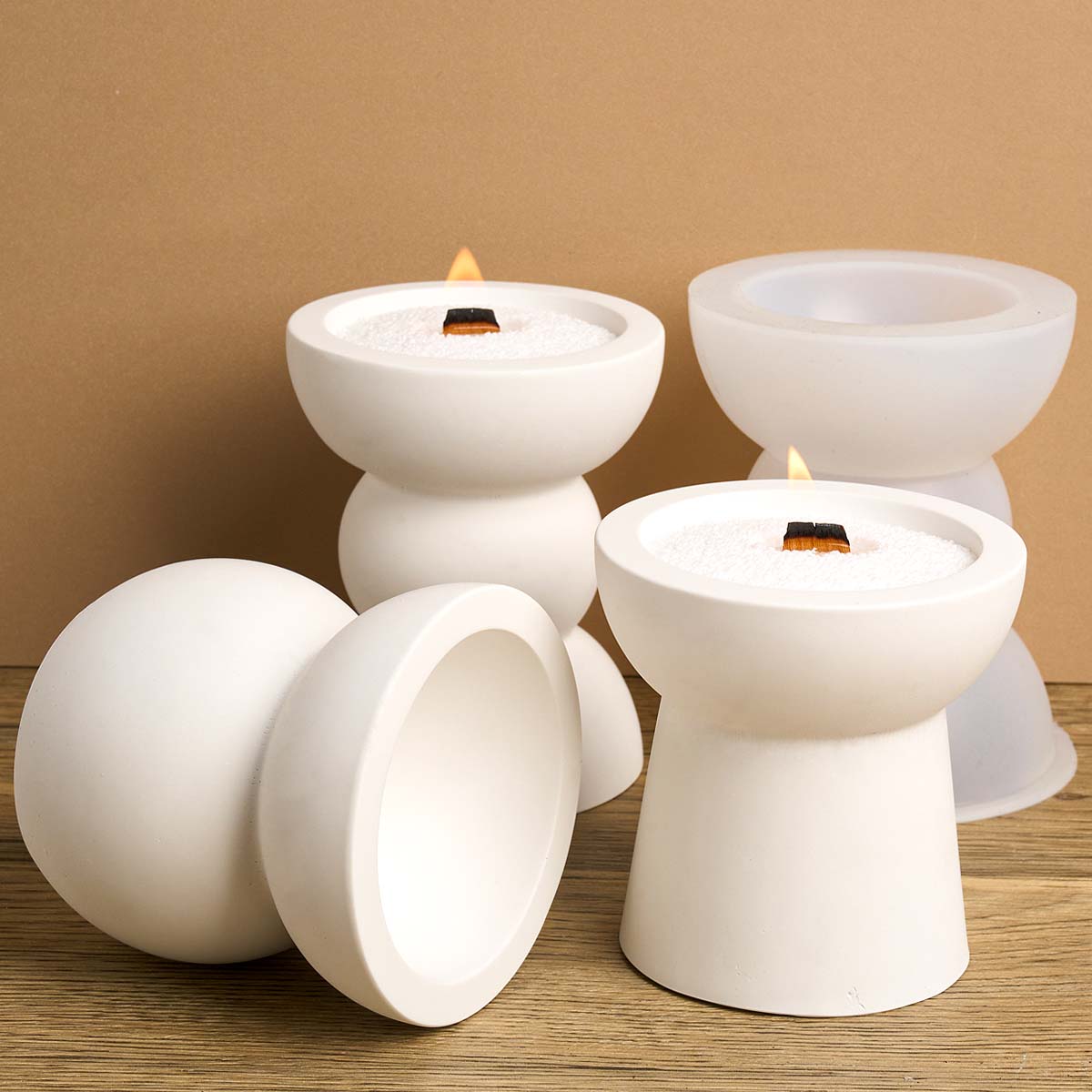 Moule en silicone géométrique semi-transparent ci-après, plâtre bricolage, béton, compte tenu du bougeoir, pot de stockage, moule en résine, décoration d'intérieur